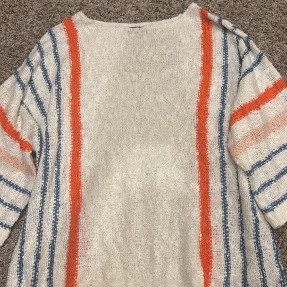 Striped Sweater in White, Blue, and Orange